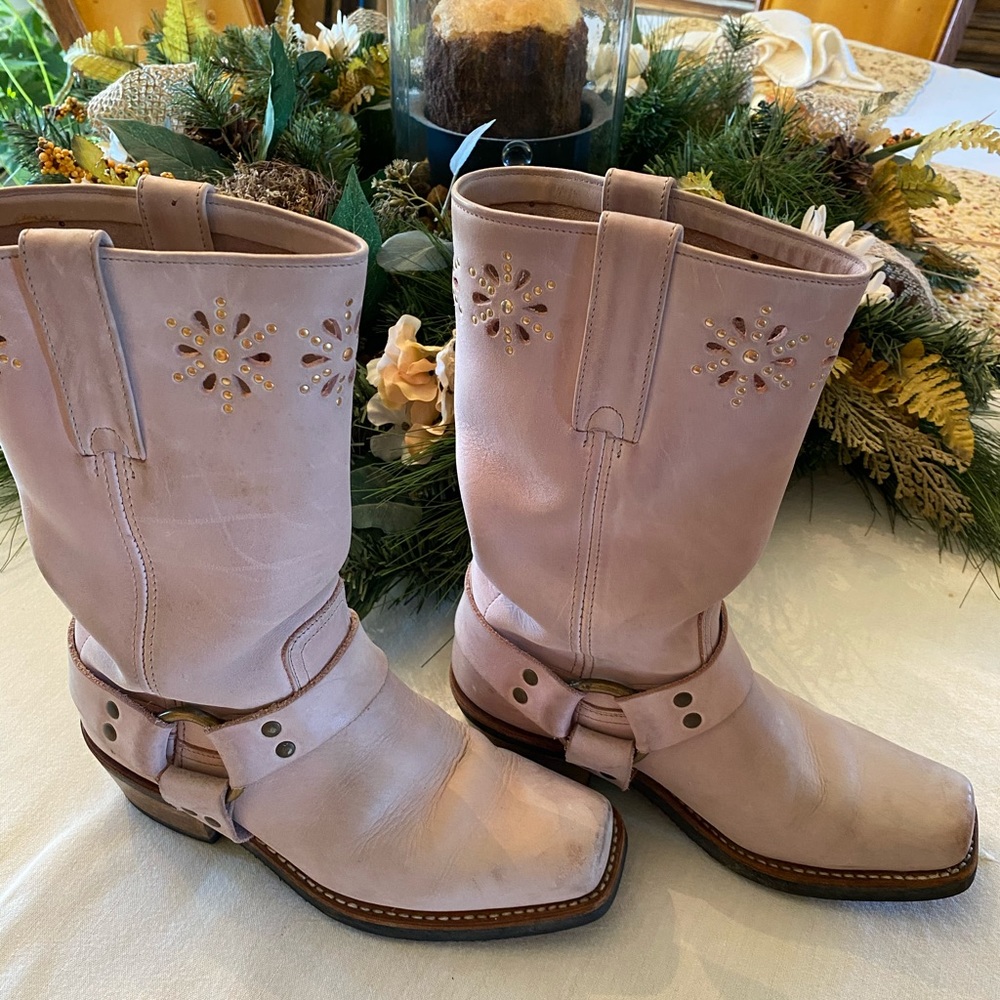 Frye Blush Pink Harness Boots